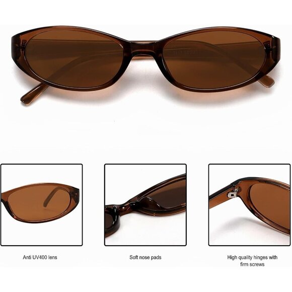 Retro Oval Sunglasses Women Chic Cat Eye 90s UV Protection Trendy Sunnies main image 8